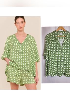 Piyama Pajama Lounge Top Green Rattan